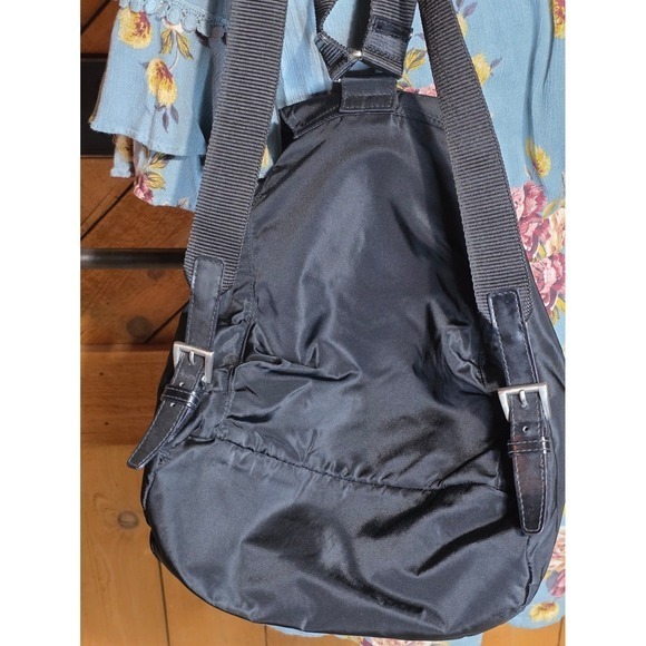 Prada Vela Black Nylon Backpack Leather Trim Triangle Logo Made in Italy - Picture 6 of 8